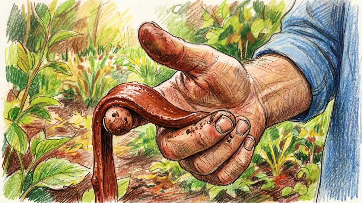 Hands performing a ribbon test on moist clay soil, demonstrating texture identification with a long unbroken ribbon