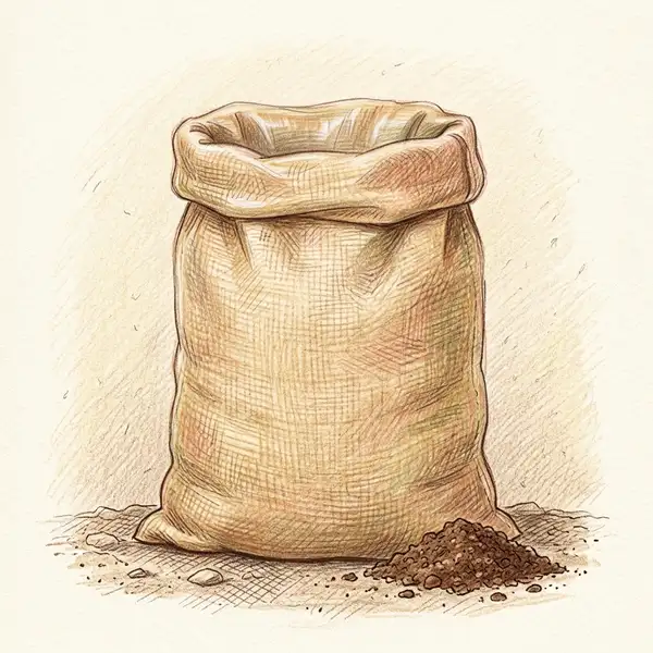 Illustration of a sack of organic raised bed soil mix