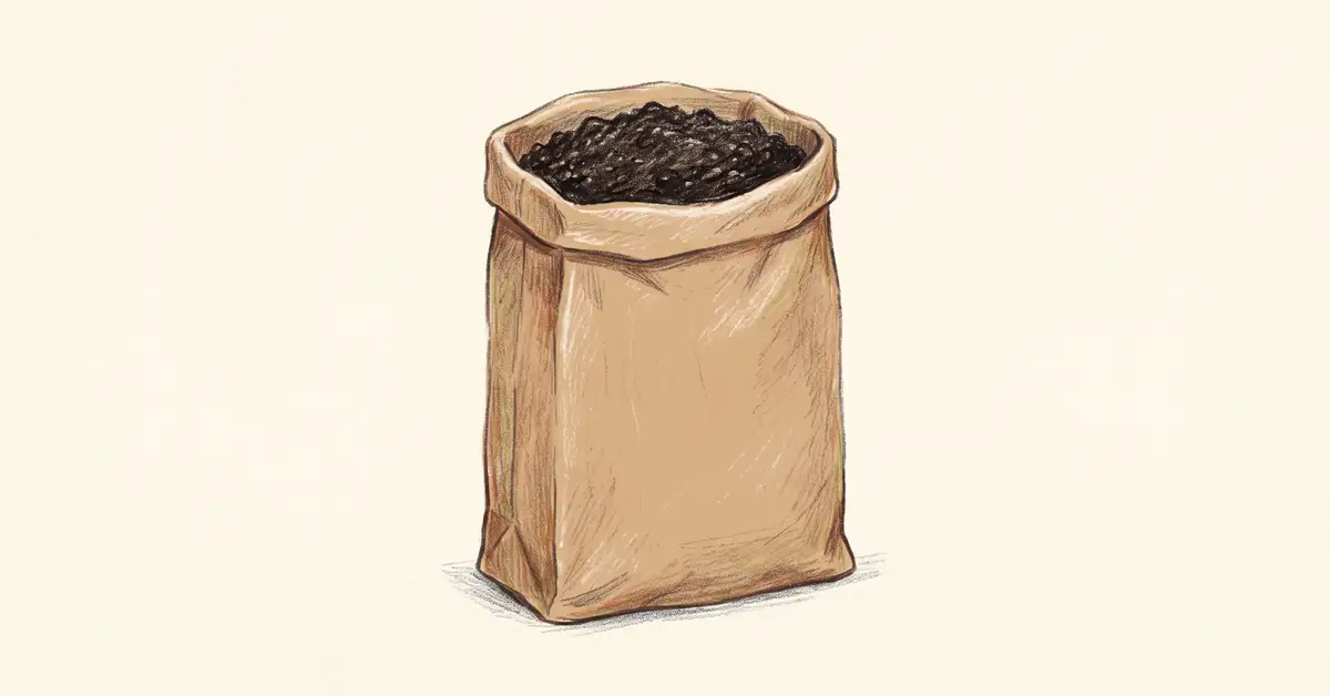 Illustration of a sack of organic raised bed soil mix